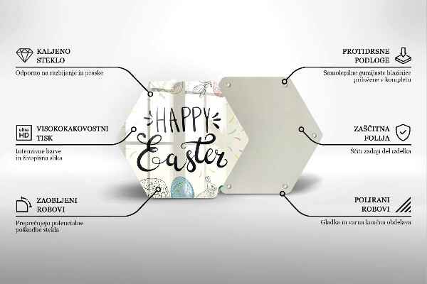 Steklena podloga za rezanje Happy Easter