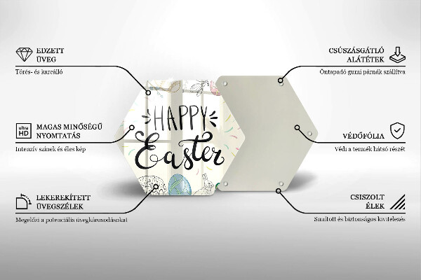 Steklena podloga za rezanje Happy Easter