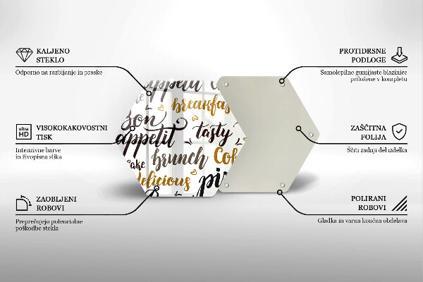 Steklena podloga za rezanje Bon appetit podnapisi