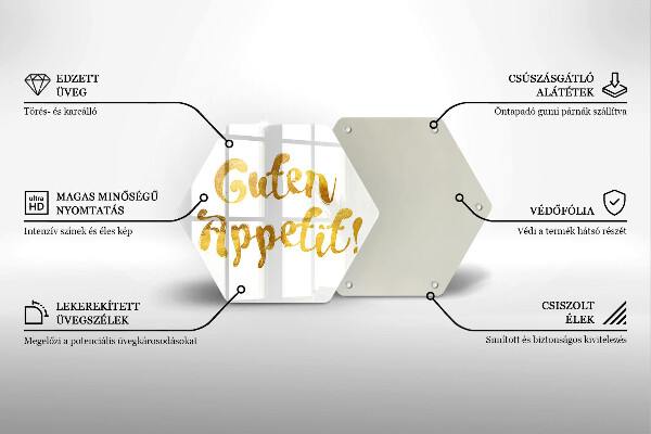Steklena podloga za rezanje Napis Guten Appetit!