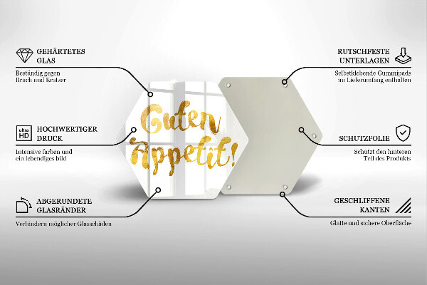 Steklena podloga za rezanje Napis Guten Appetit!