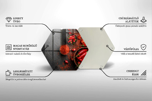 Steklena podloga za rezanje Rdeča čili paprika