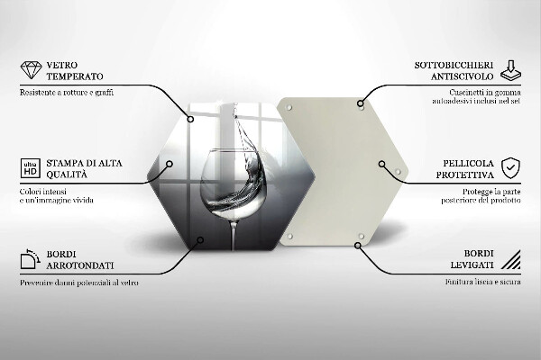 Steklena podloga za rezanje Kozarec vode