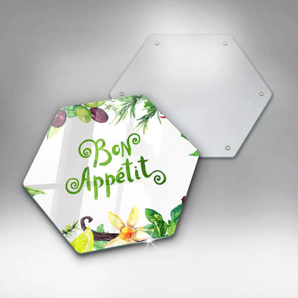 Steklena podloga za rezanje Napis Bon Appetit