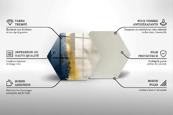 Steklena podloga za rezanje Zlata abstrakcija