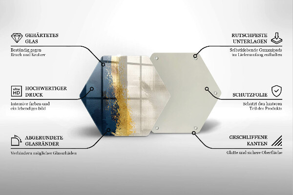 Steklena podloga za rezanje Zlata abstrakcija