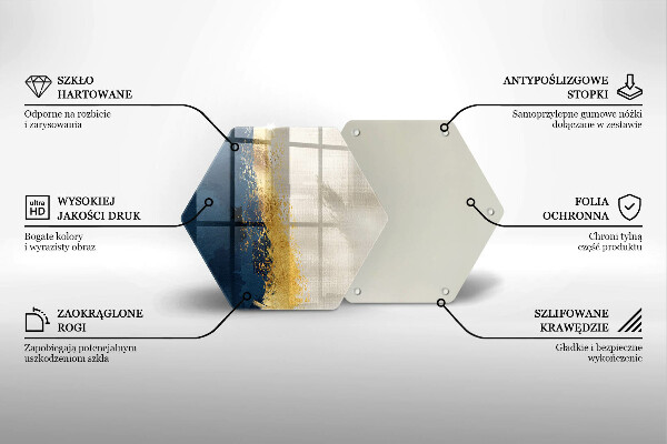 Steklena podloga za rezanje Zlata abstrakcija