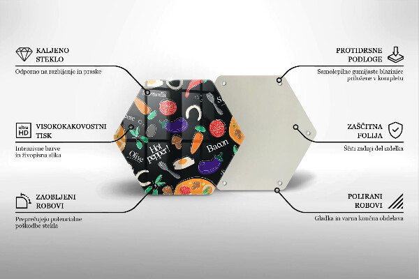 Steklena podloga za rezanje Ilustracija hrane