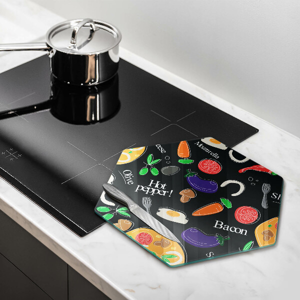 Steklena podloga za rezanje Ilustracija hrane