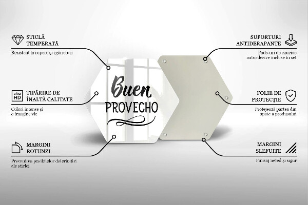 Steklena podloga za rezanje Napis Buen provecho