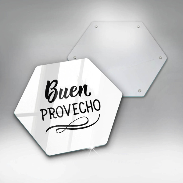Steklena podloga za rezanje Napis Buen provecho