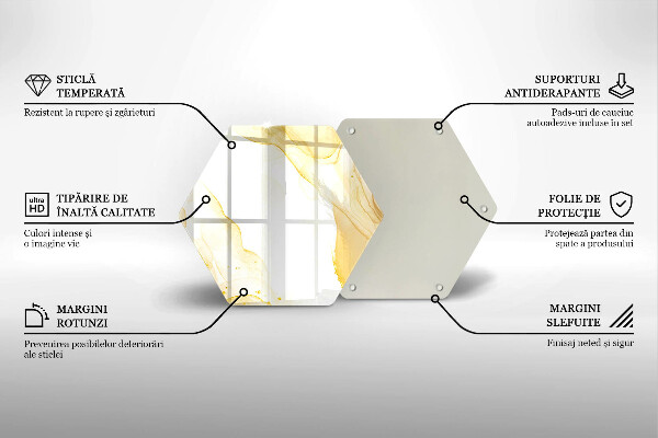 Steklena podloga za rezanje Zlata abstrakcija