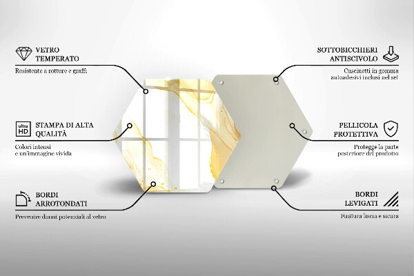 Steklena podloga za rezanje Zlata abstrakcija