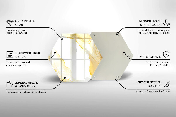 Steklena podloga za rezanje Zlata abstrakcija