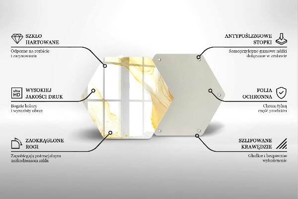 Steklena podloga za rezanje Zlata abstrakcija