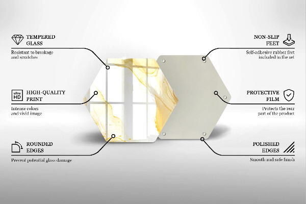 Steklena podloga za rezanje Zlata abstrakcija