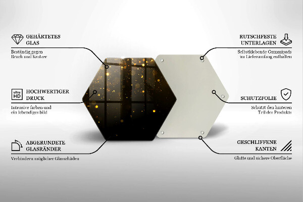 Steklena podloga za rezanje Zlate bleščice