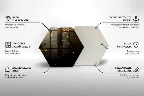 Steklena podloga za rezanje Zlate bleščice