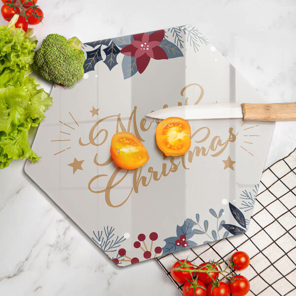 Steklena podloga za rezanje Napis Merry Christmas