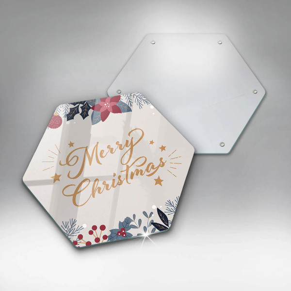 Steklena podloga za rezanje Napis Merry Christmas