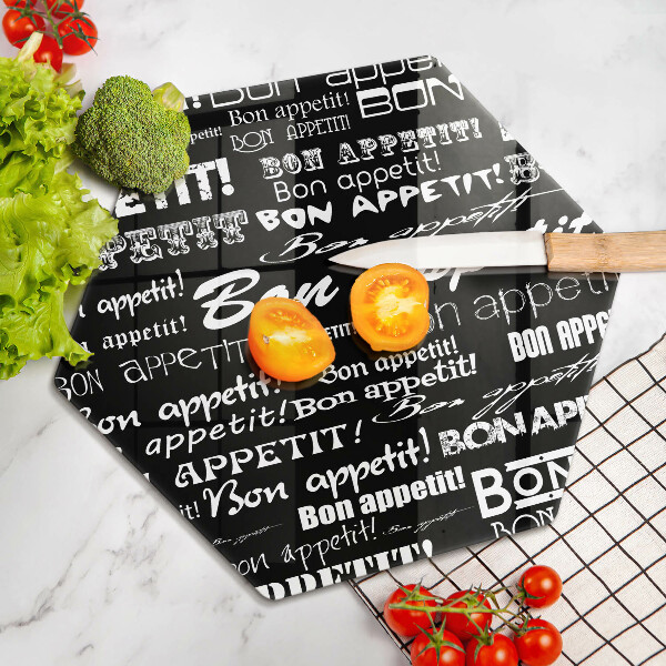 Steklena podloga za rezanje Kuhinjski podnapisi Bon appetit