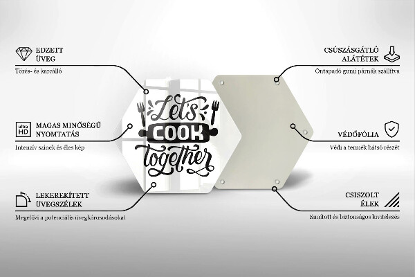 Steklena podloga za rezanje Let's cook together