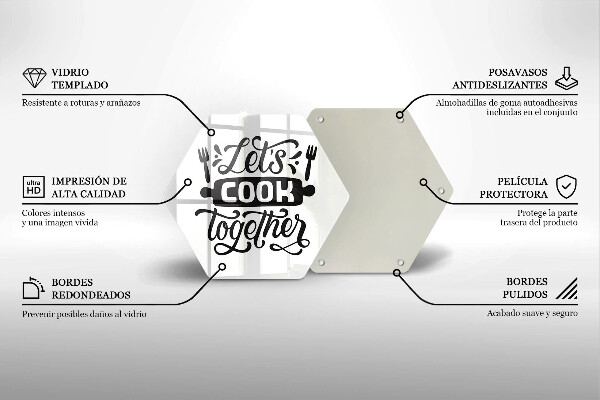 Steklena podloga za rezanje Let's cook together