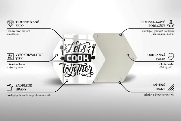 Steklena podloga za rezanje Let's cook together