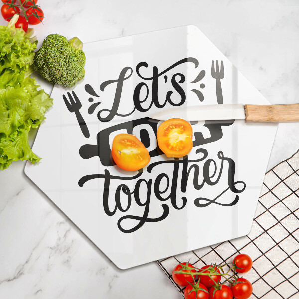 Steklena podloga za rezanje Let's cook together
