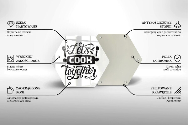 Steklena podloga za rezanje Let's cook together