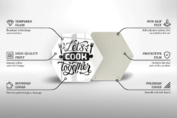 Steklena podloga za rezanje Let's cook together