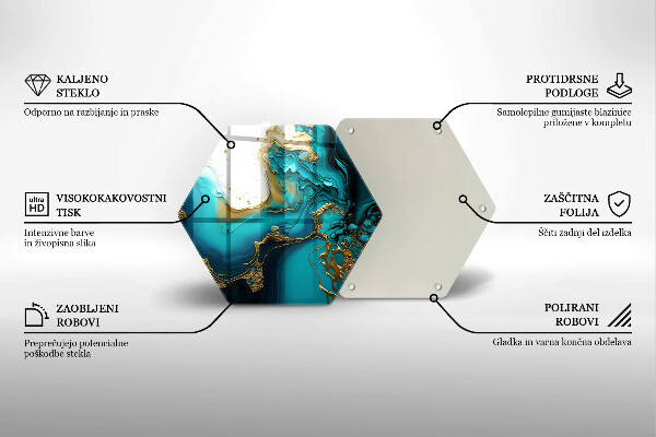Steklena podloga za rezanje Turkizna abstrakcija