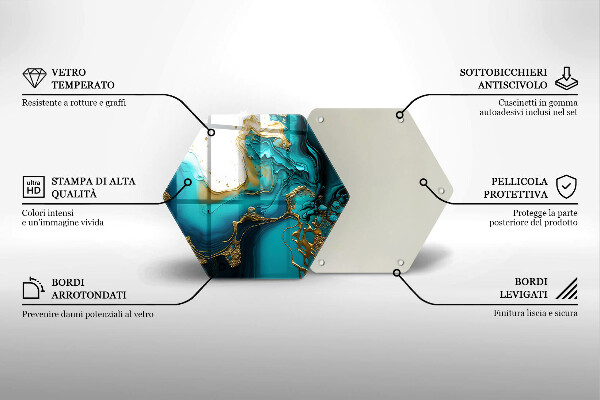 Steklena podloga za rezanje Turkizna abstrakcija