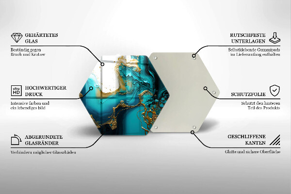 Steklena podloga za rezanje Turkizna abstrakcija