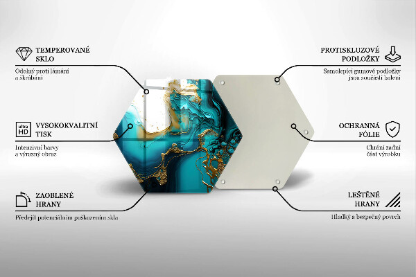 Steklena podloga za rezanje Turkizna abstrakcija