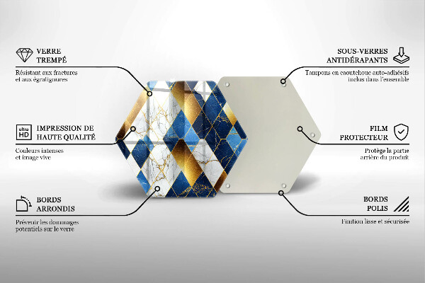 Steklena podloga za rezanje Zlati marmorni rombi