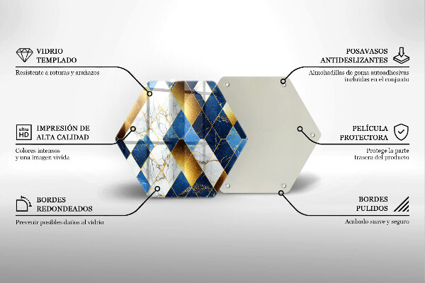 Steklena podloga za rezanje Zlati marmorni rombi