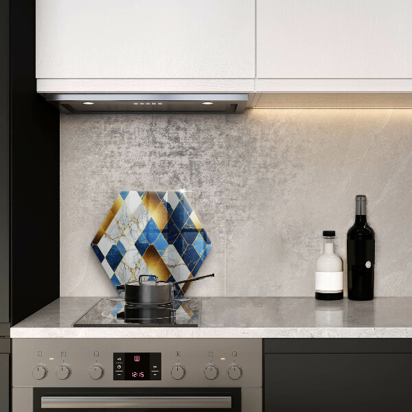 Steklena podloga za rezanje Zlati marmorni rombi