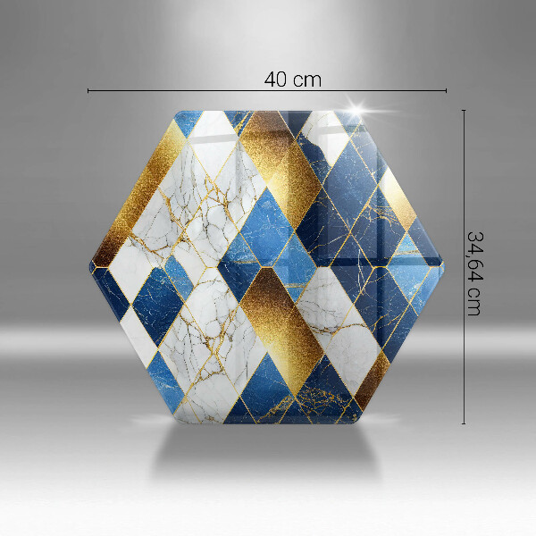 Steklena podloga za rezanje Zlati marmorni rombi