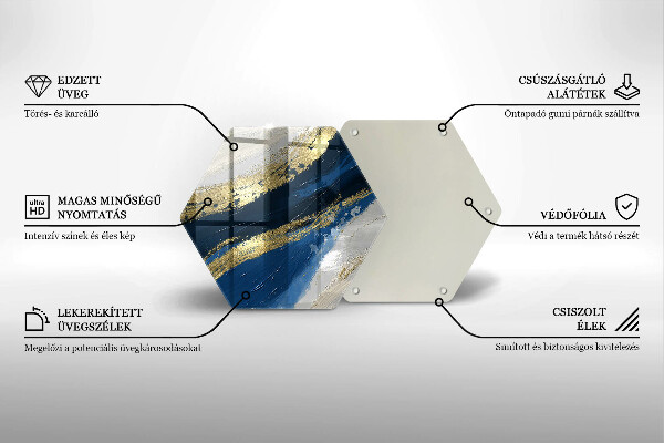 Steklena podloga za rezanje Tekstura z zlatom