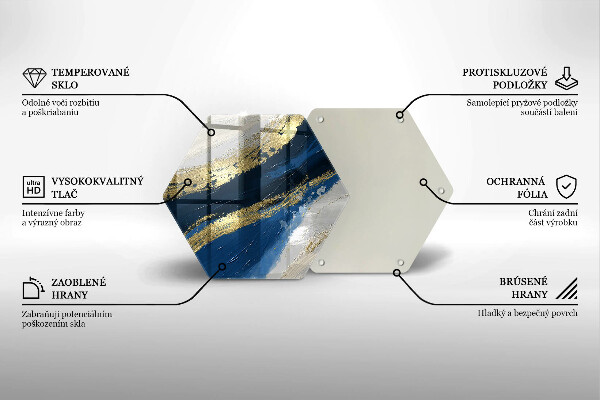 Steklena podloga za rezanje Tekstura z zlatom