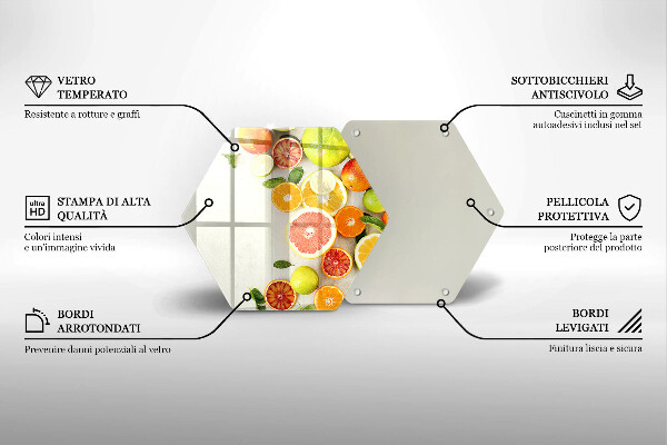 Steklena podloga za rezanje Citrusi