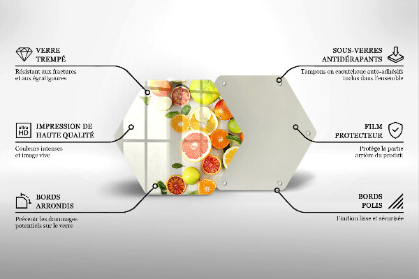 Steklena podloga za rezanje Citrusi