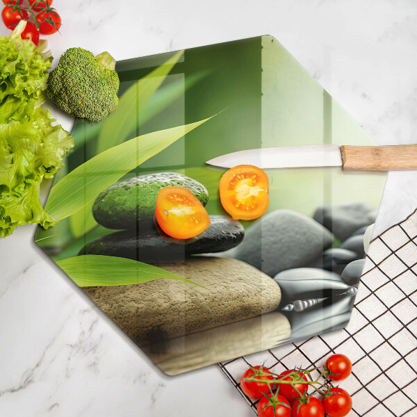 Steklena podloga za rezanje Zen bambusovi kamni