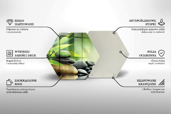 Steklena podloga za rezanje Zen bambusovi kamni