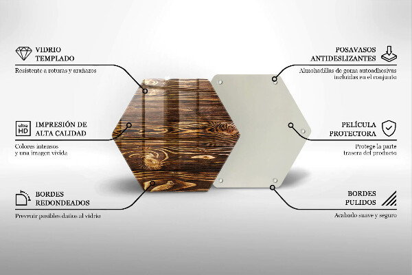 Steklena podloga za rezanje Tekstura lesa