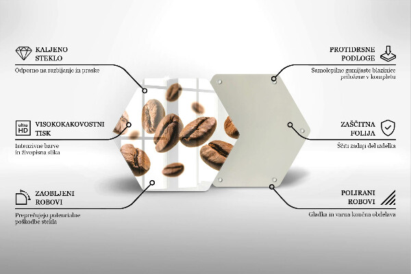 Steklena podloga za rezanje Kavna zrna