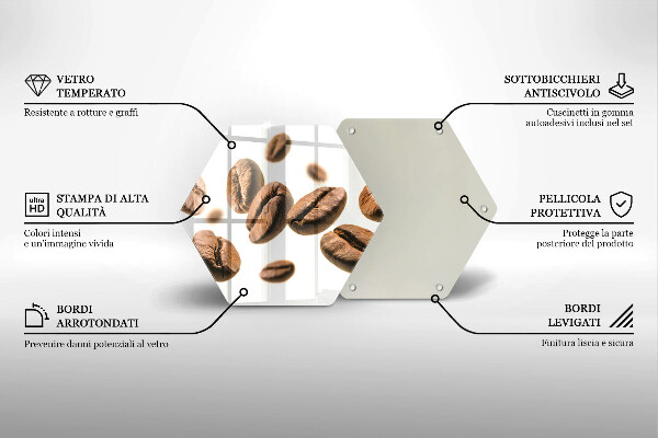 Steklena podloga za rezanje Kavna zrna