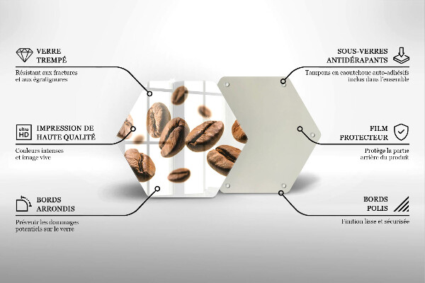 Steklena podloga za rezanje Kavna zrna