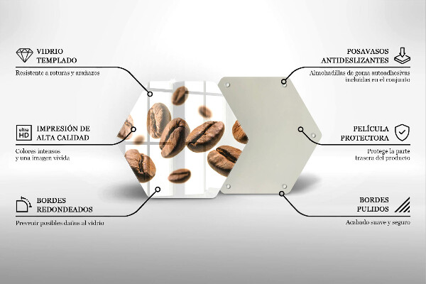 Steklena podloga za rezanje Kavna zrna